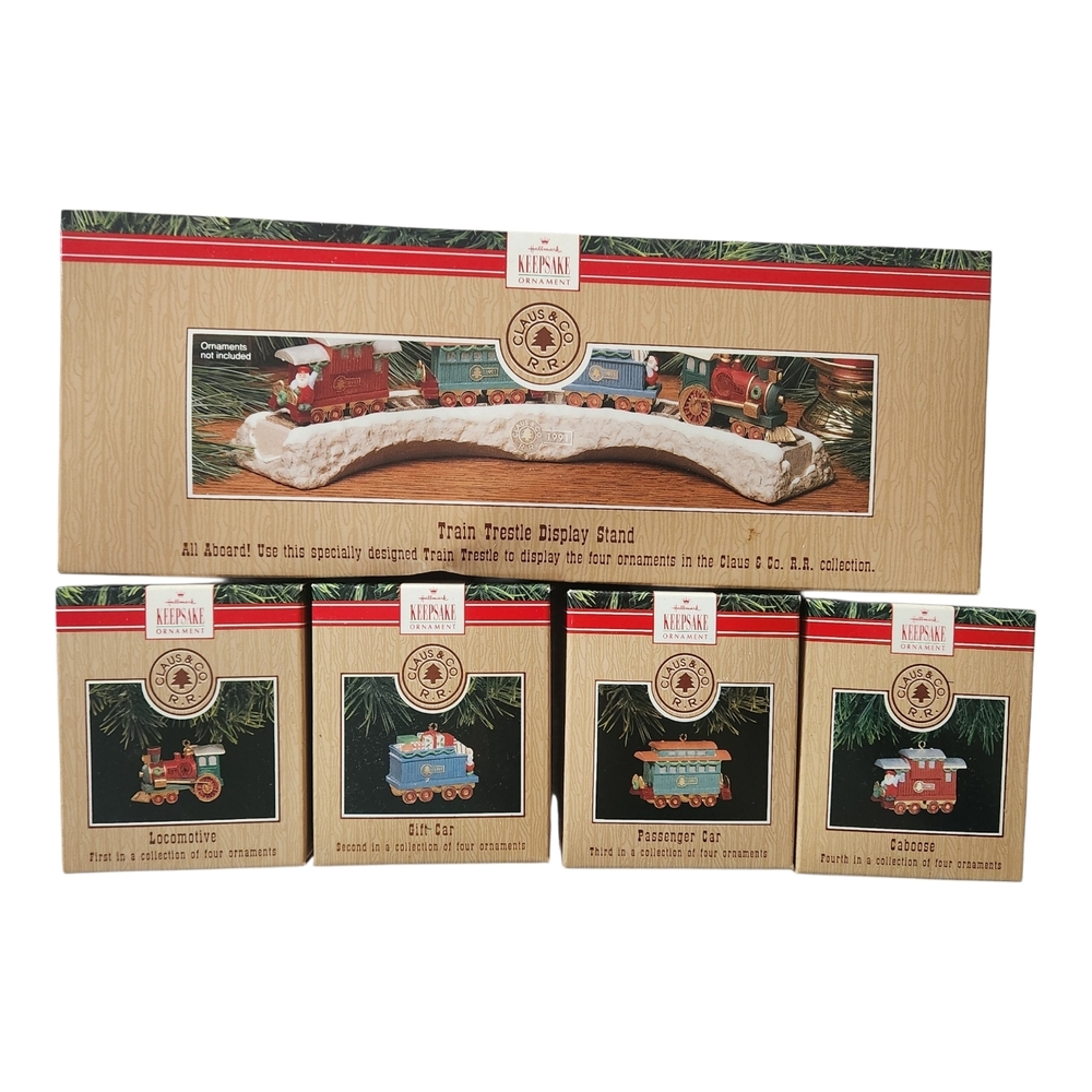 Hallmark Keepsake Claus & CO  Train Ornament Set Vintage 1991